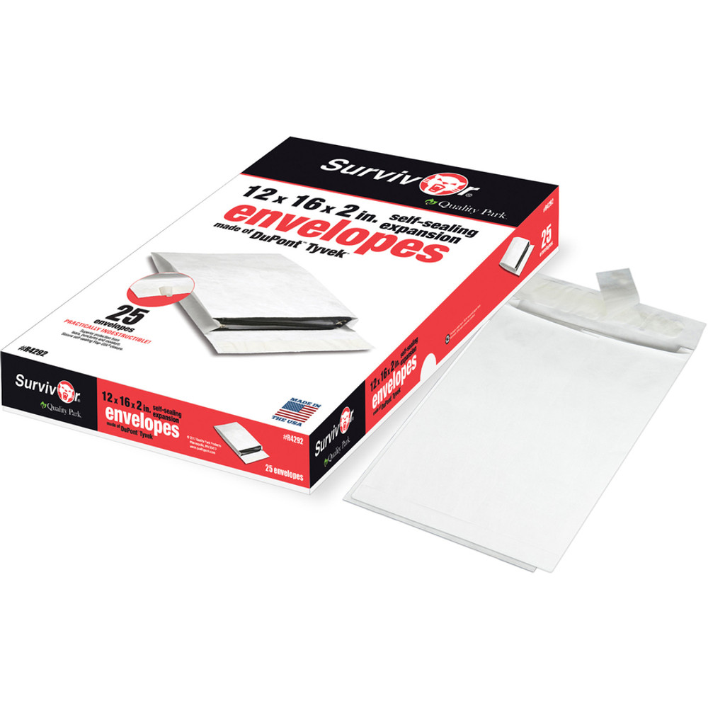 Quality Park Products Quality Park R4292 Survivor&reg; 12 x 16 x 2 DuPont Tyvek Expansion Mailers with Self-Seal Closure