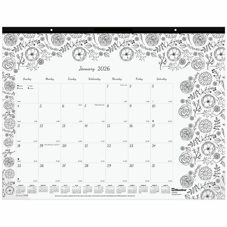 Dominion Blueline, Inc Blueline C2917311 Blueline DoodlePlan Desk Pad - Botanica