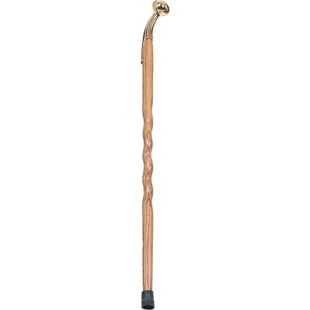 BRAZOS WALKING STICKS Brazos 502-3000-0239  Walking Sticks Twisted Oak Wood Cane With Brass Hame-Top Handle, 37in, Brown