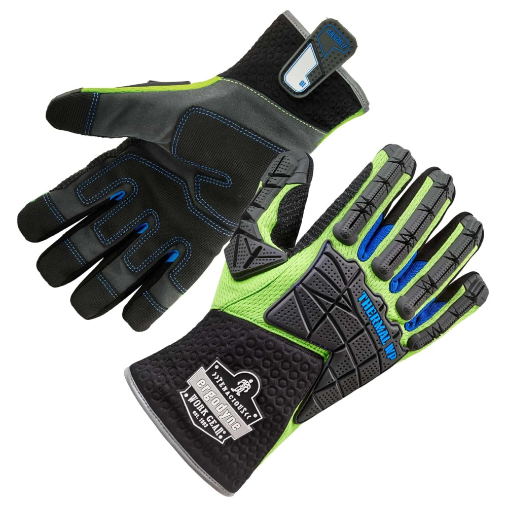 ERGODYNE CORPORATION 18103 Ergodyne ProFlex 925WP Performance Dorsal Impact-Reducing Thermal Waterproof Gloves, Medium, Lime