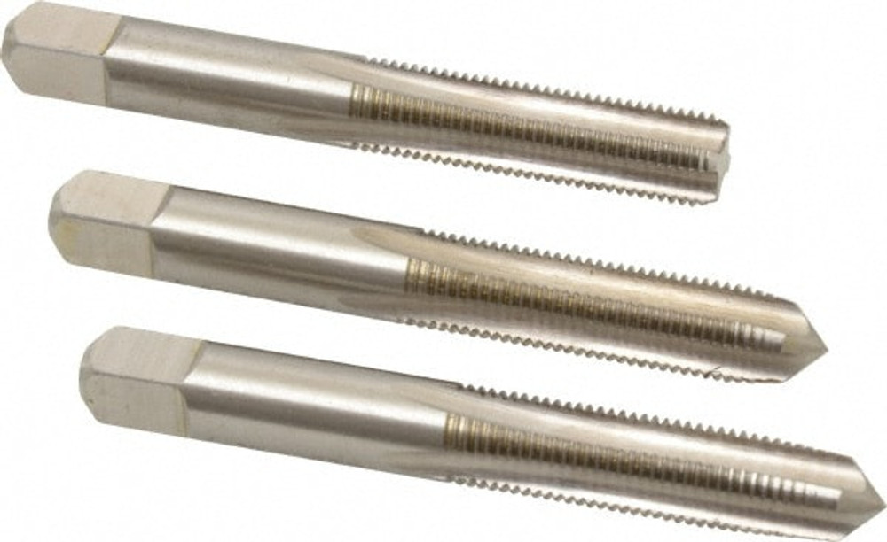 Cleveland C54600 Tap Set: 3/8-24 UNF, 4 Flute, Bottoming Plug & Taper, High Speed Steel, Bright Finish