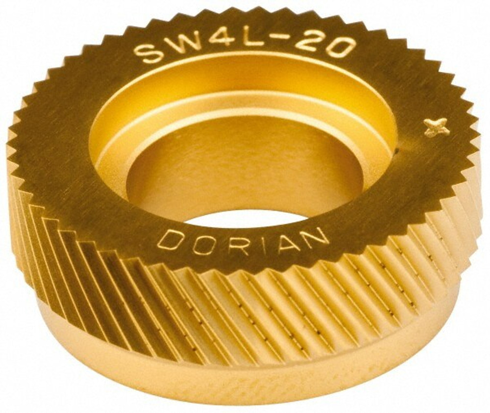 Dorian Tool 73310128114 Standard Knurl Wheel: 1" Dia, 90 ° Tooth Angle, 20 TPI, Diagonal, Cobalt