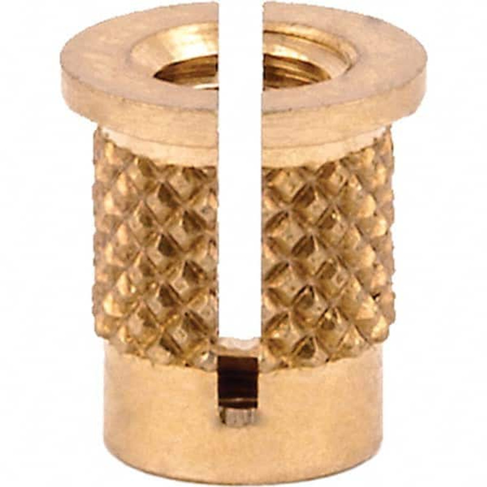 E-Z LOK 260-008-RS Press Fit Threaded Inserts; Product Type: Flanged ; Material: Brass ; Overall Length (Decimal Inch): 0.3130 ; Thread Size: #8-32 ; Insert Diameter (Decimal Inch): 0.2800 ; Hole Diameter (Decimal Inch): 0.219