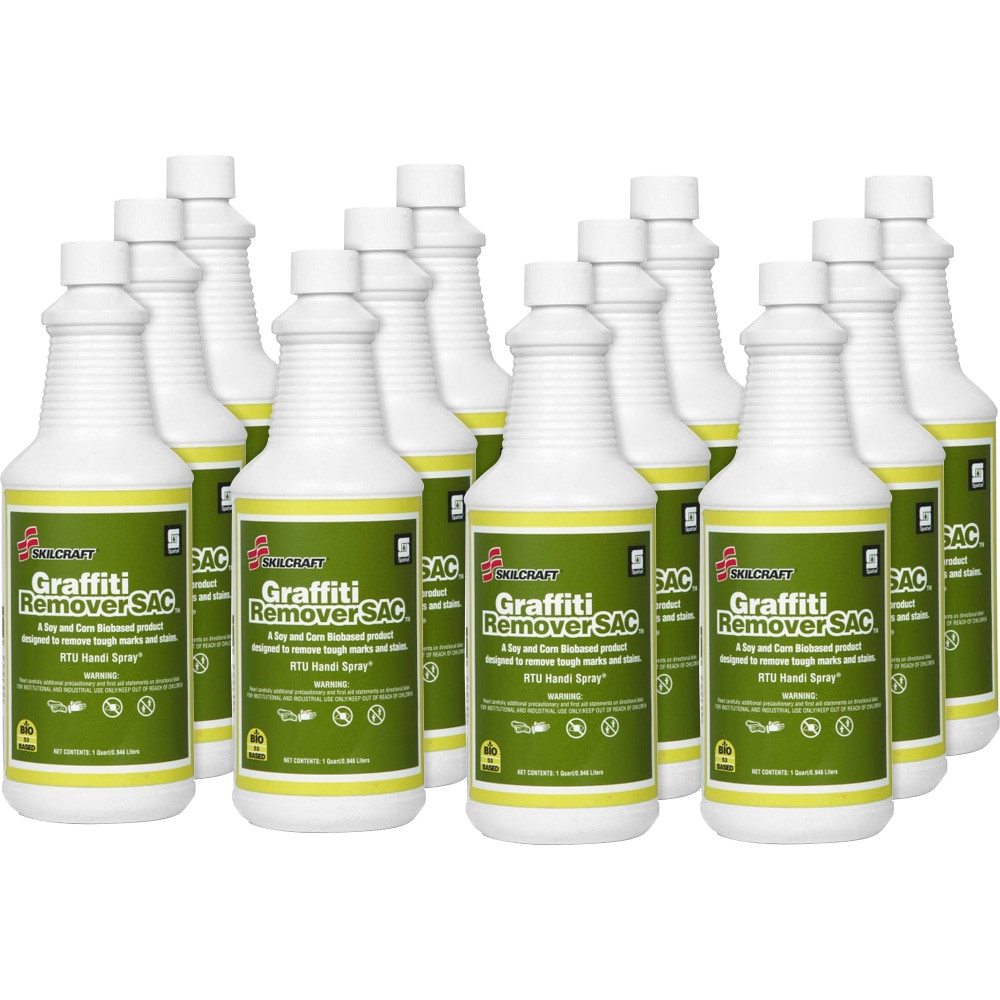 NATIONAL INDUSTRIES FOR THE BLIND 5553382 SKILCRAFT Graffiti Remover, 32 Oz Bottle, Box Of 12 (AbilityOne 7930-01-555-3382)