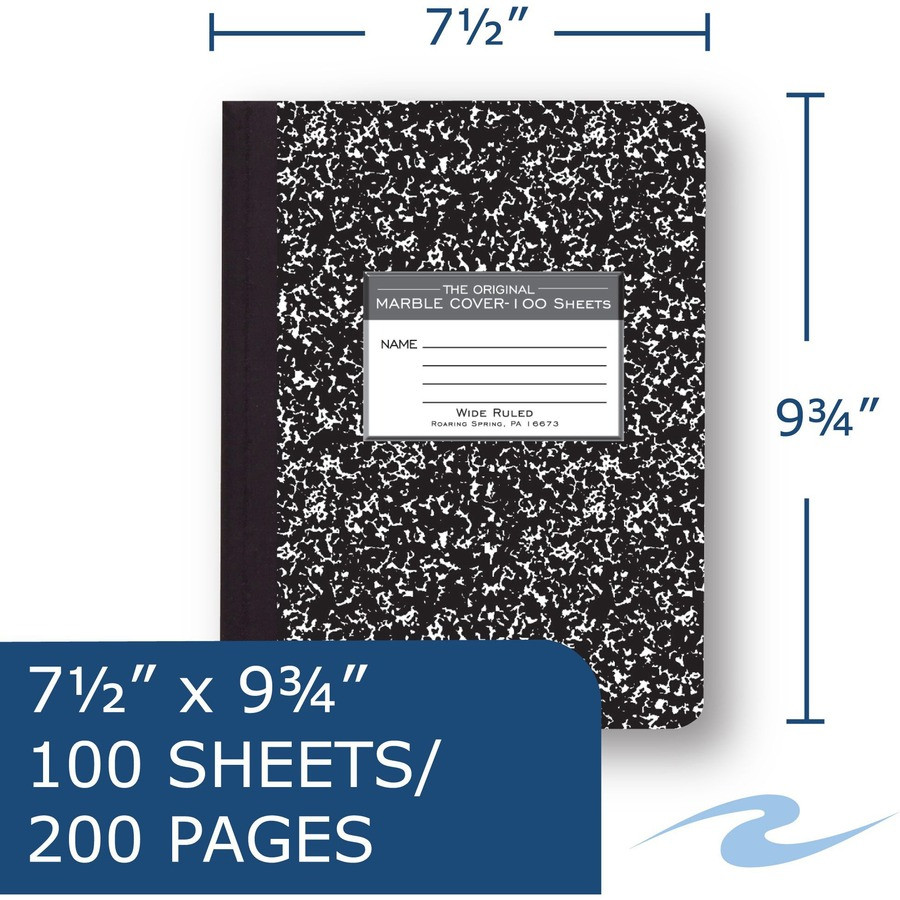 Roaring Spring Paper Products Roaring Spring 77230 Roaring Spring Wide Ruled Hard Cover Composition Book