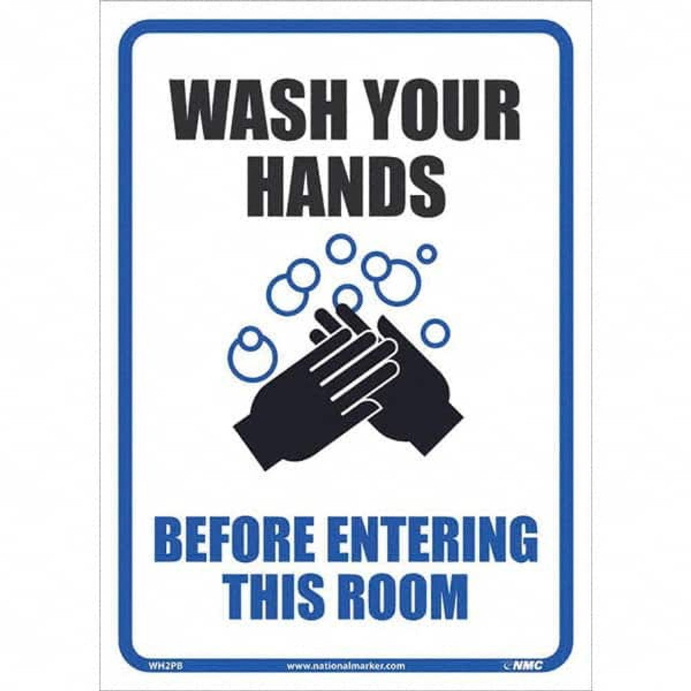 AccuformNMC Restroom & Janitorial Label: "Wash Your Hands Before Entering", Rectangle, 10" Wide, 14" High WH2PB