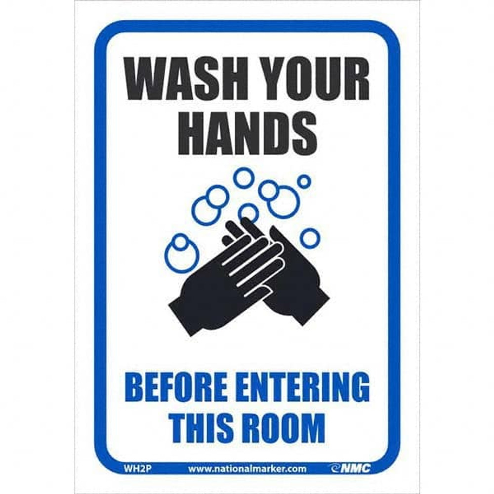 AccuformNMC Restroom & Janitorial Label: "Wash Your Hands Before Entering", Rectangle, 7" Wide, 10" High WH2P