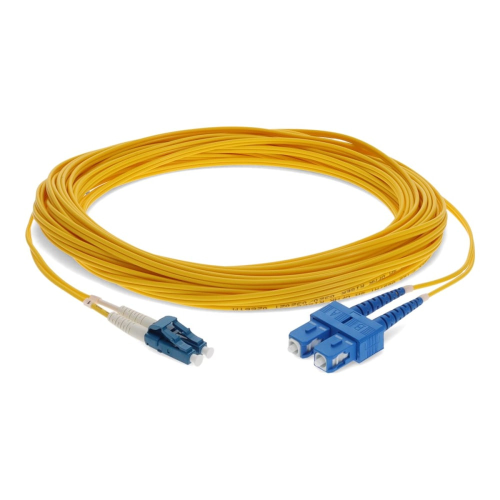 ADD-ON COMPUTER PERIPHERALS, INC. AddOn ADD-SC-LC-30M9SMF  30m LC (Male) to SC (Male) Yellow OS1 Duplex Fiber OFNR (Riser-Rated) Patch Cable - 100% compatible and guaranteed to work