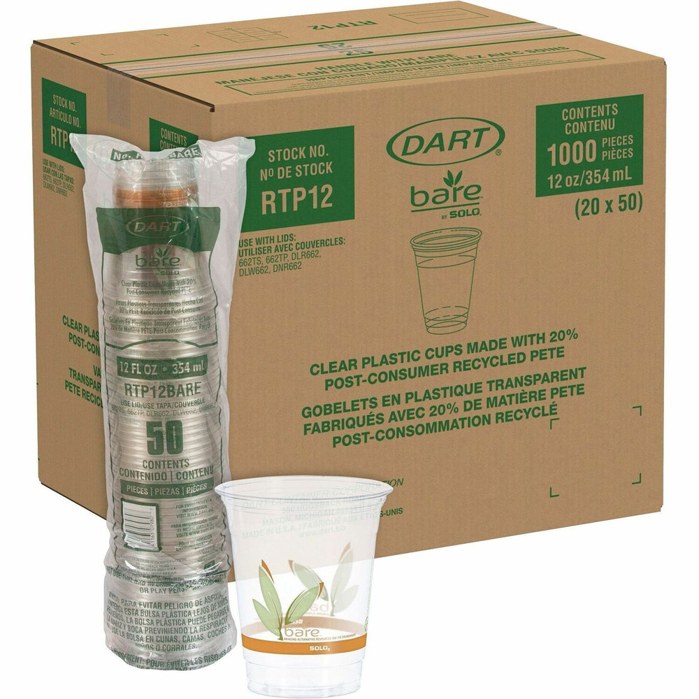 Dart Container Corporation Solo RTP12BARE Solo Bare Eco-Forward 12 oz Cold Cups