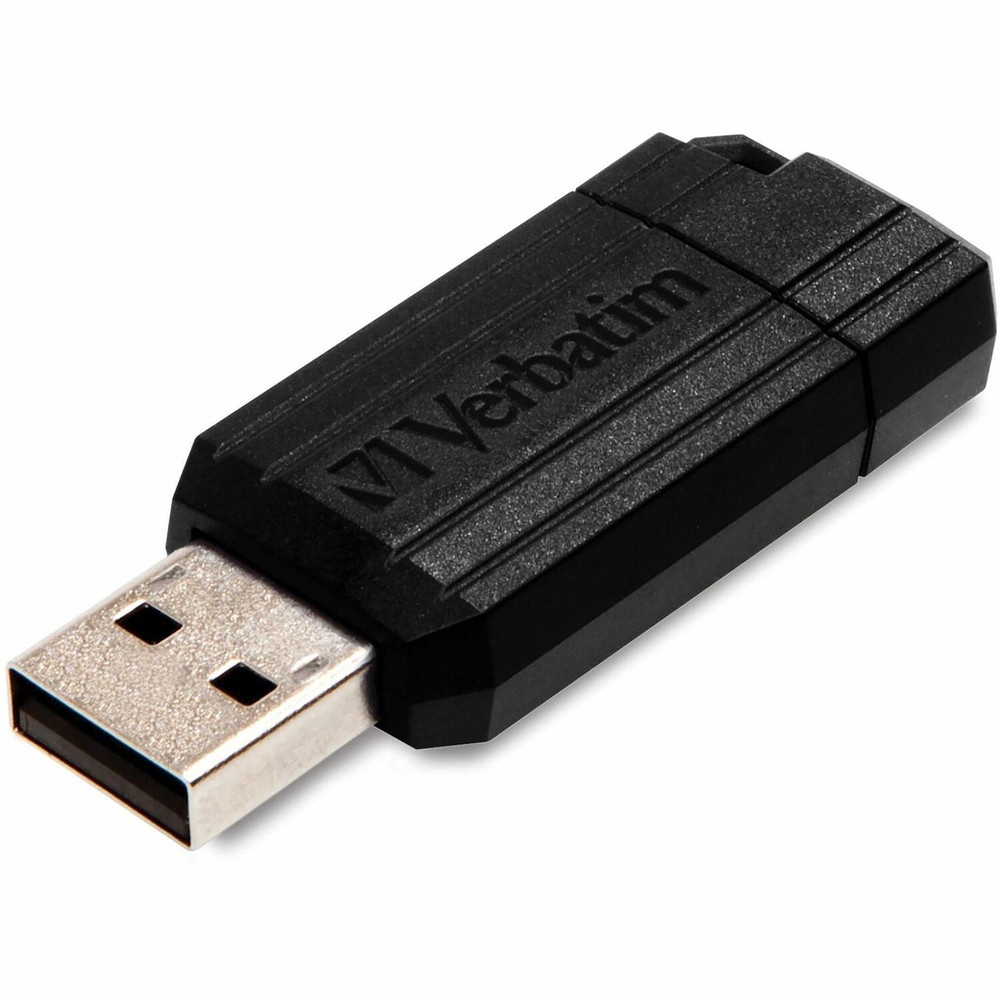 Verbatim America, LLC Microban 49063 Verbatim 16GB Pinstripe USB Flash Drive - Black