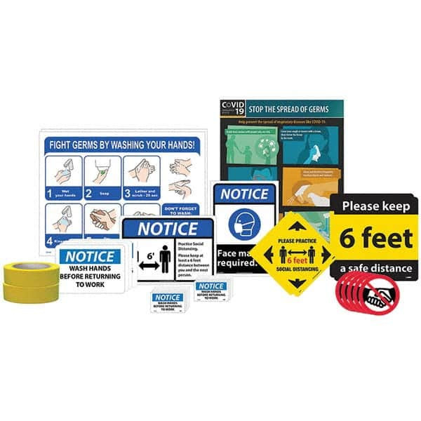 AccuformNMC Warning & Safety Reminder Sign: Square, "Back To Work Kit" BWK01
