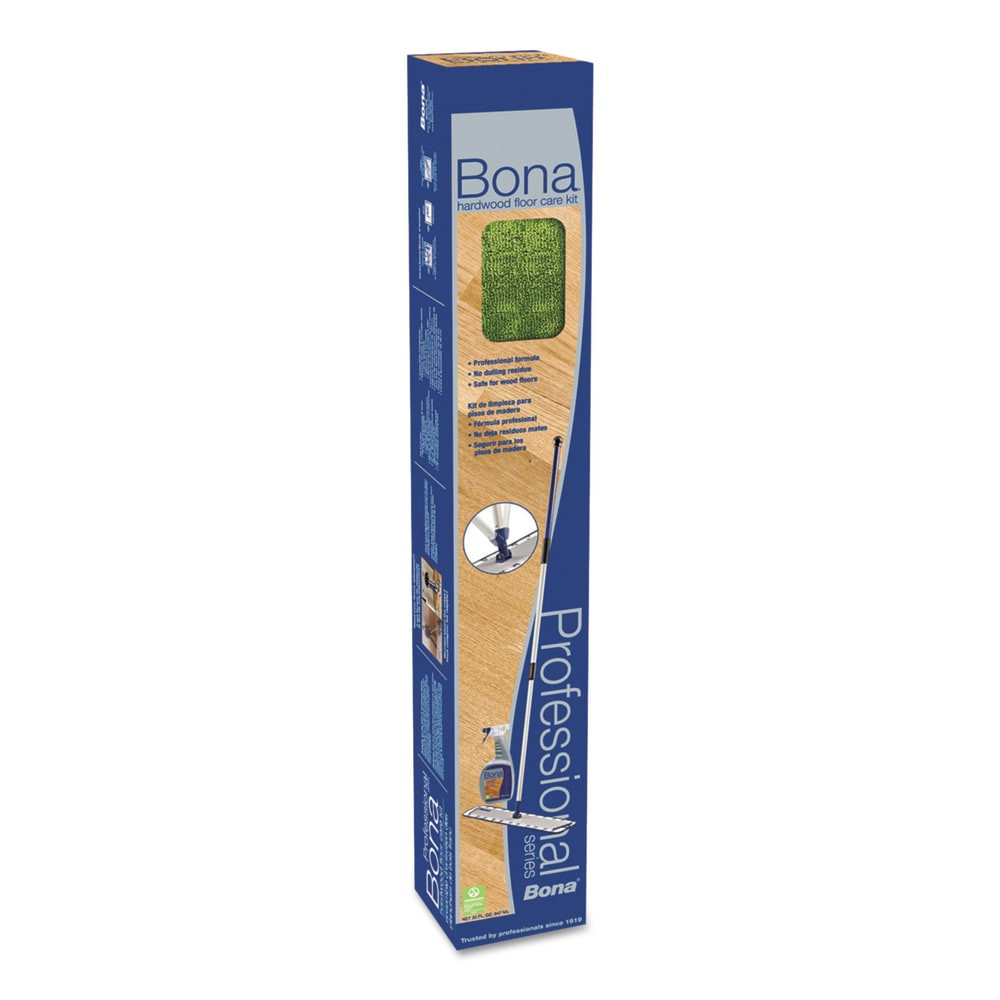 BONAKEMI USA, INC. WM710013399 Bona Hardwood Floor Mop, With Cleaning Kit, 18in Head, 72in Handle, Blue