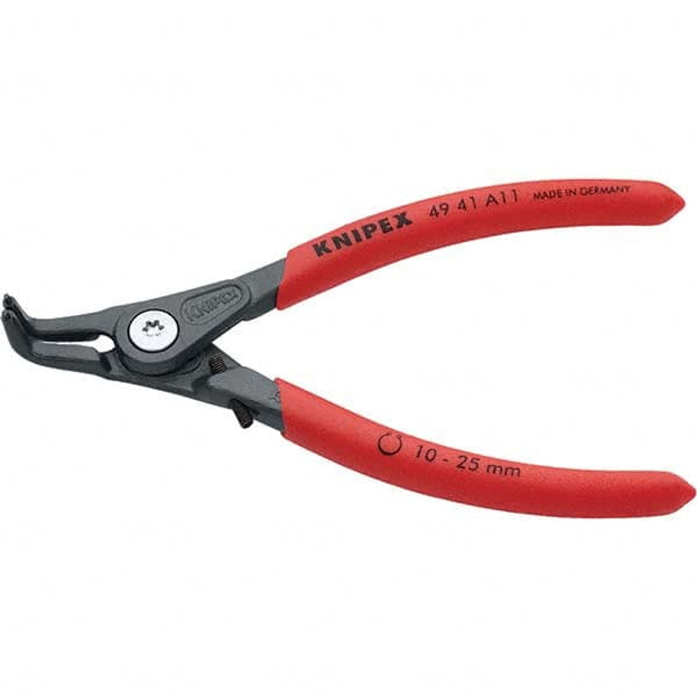 Knipex 49 41 A11 Retaining Ring Pliers; Type: External; Tip Angle: 90 0; Body Material: Steel; Handle Material: Non-Slip Plastic; Tether Style: Not Tether Capable; Features: Large Contact Faces; Heavy-Duty; Smoothly-Operating Screw Joint; Slim Head S