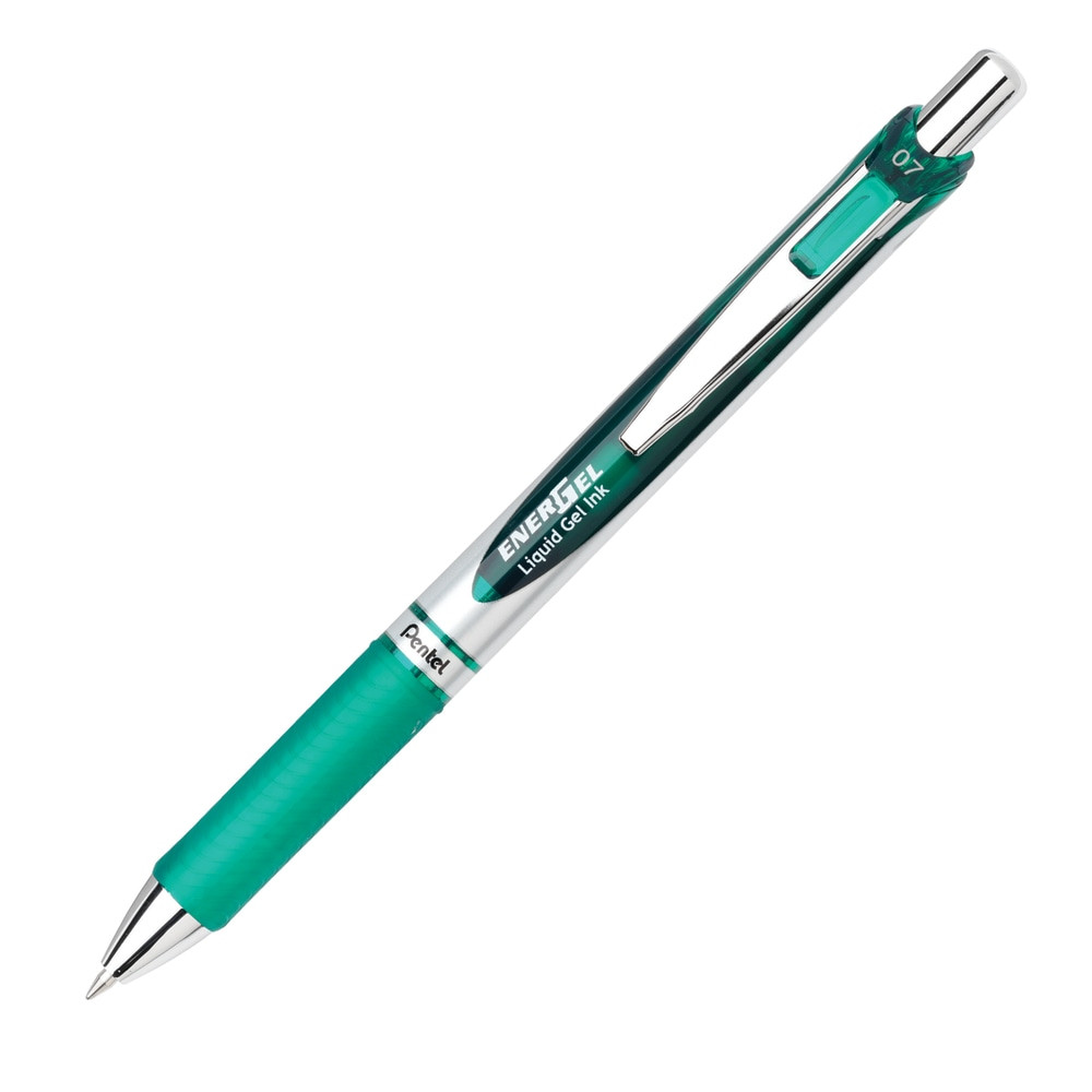 PENTEL OF AMERICA, LTD. BL77D Pentel EnerGel RTX Retractable Liquid Gel Pen, Medium Point, 0.7 mm, 54% Recycled, Assorted Barrels, Green Ink