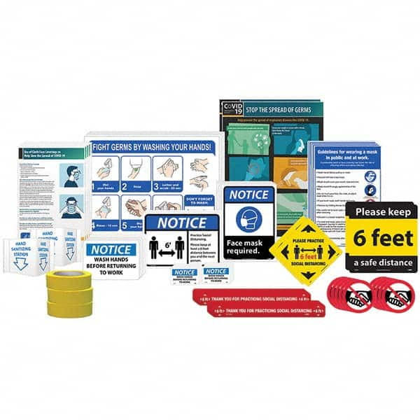 AccuformNMC Warning & Safety Reminder Sign: Square, "Back To Work Kit" BWK02