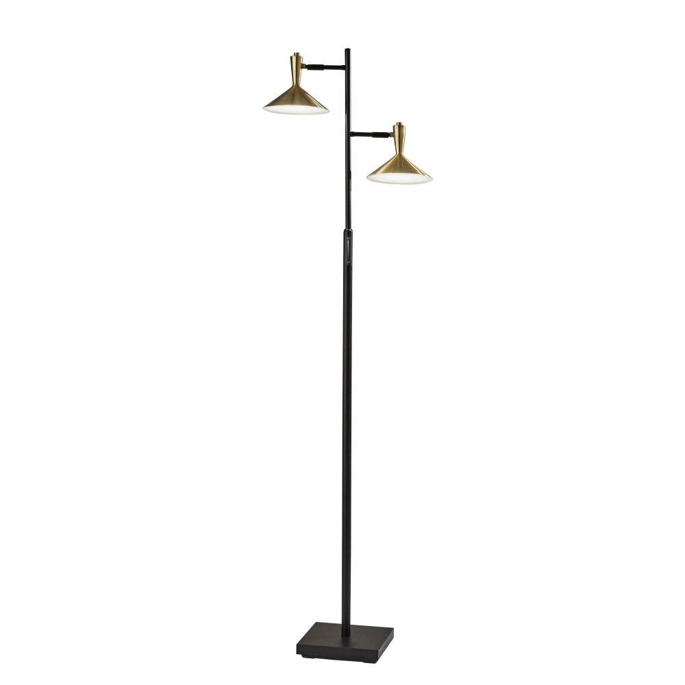 ADESSO INC Adesso 4264-01  Lucas 2-Light LED Tree Floor Lamp, 65inH, Antique Brass Shade/Black Base