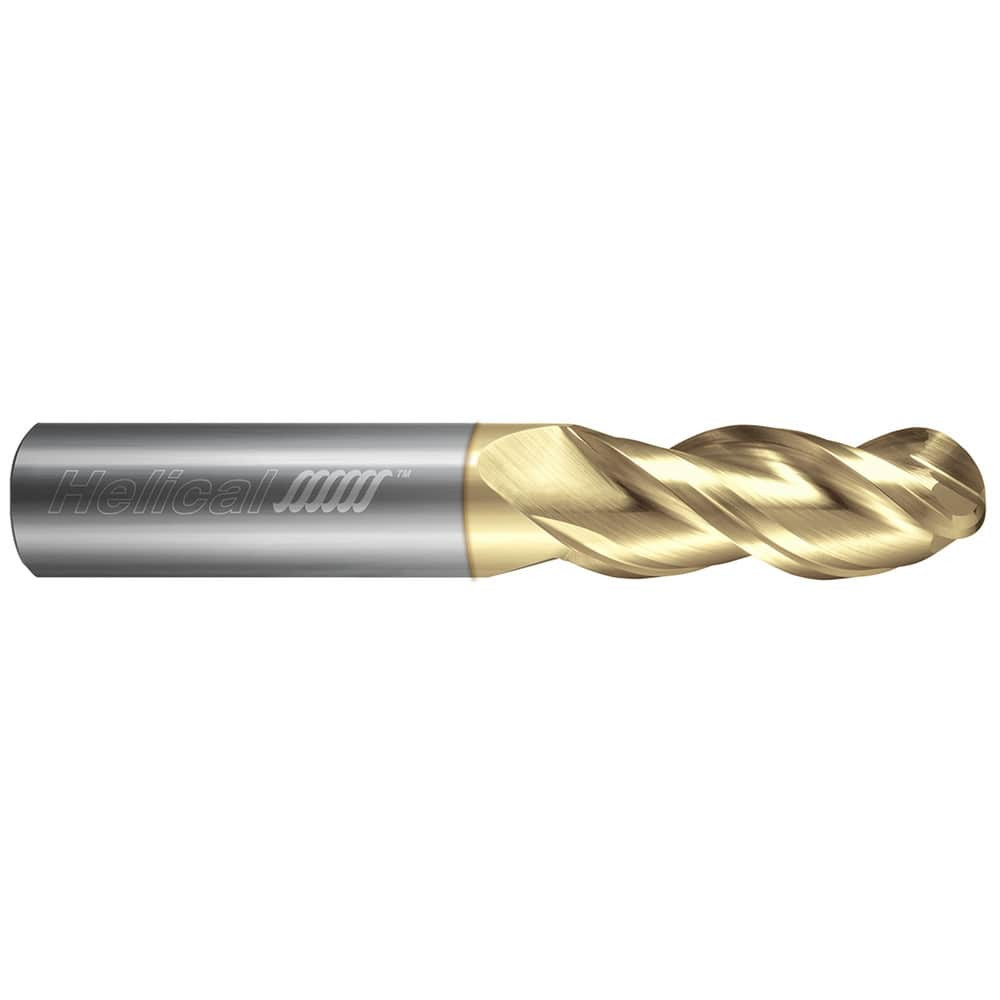 Helical Solutions 82464 Ball End Mill:  0.3750" Dia,  2.0000" LOC,  3 Flute,  Solid Carbide