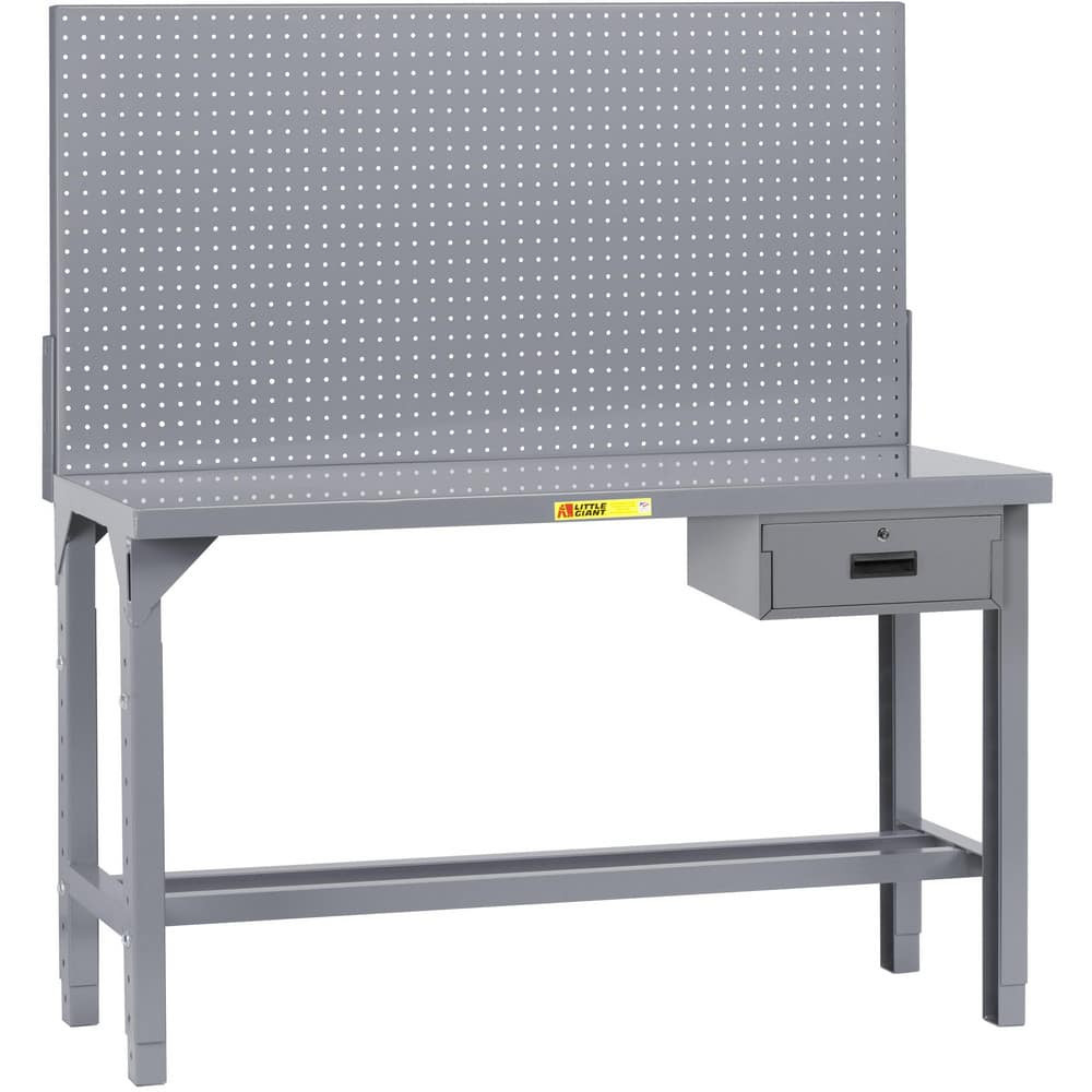 Little Giant. WST1-3048AHPBDR Stationary Work Benches, Tables; Bench Style: Heavy-Duty Use Workbench ; Edge Type: Square ; Leg Style: Adjustable Height ; Depth (Inch): 30 ; Color: Gray ; Maximum Height (Inch): 65