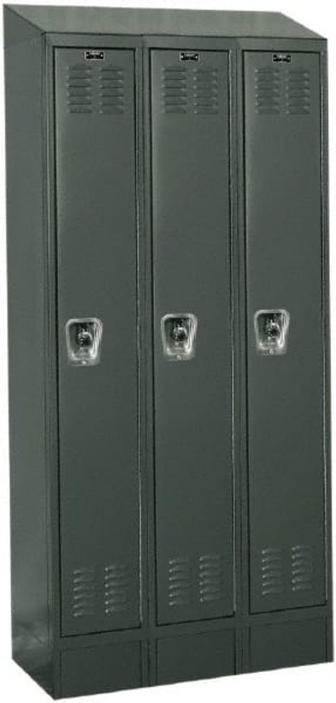 Hallowell URB3258-1ASB-HG 3-Wide Locker: 12" Wide, 78" High, Padlock