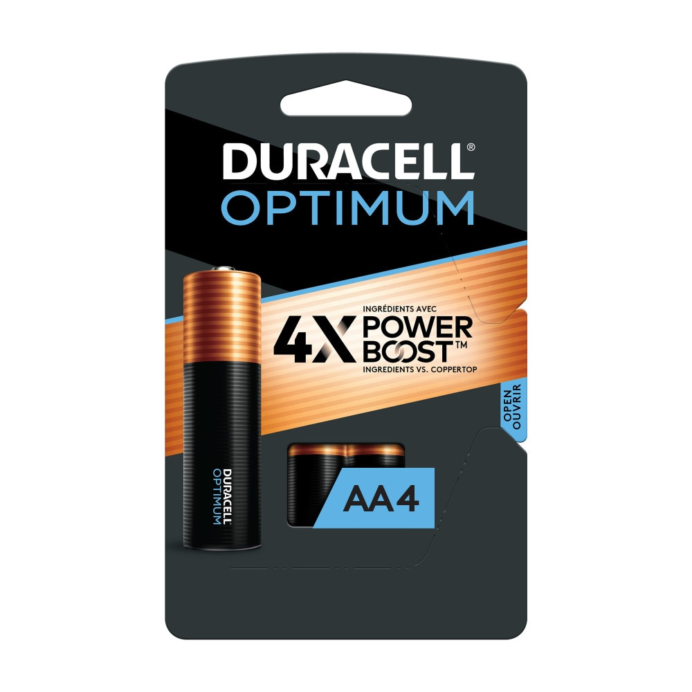 THE DURACELL COMPANY Duracell 5005570  Optimum AA Alkaline Batteries, Pack Of 4