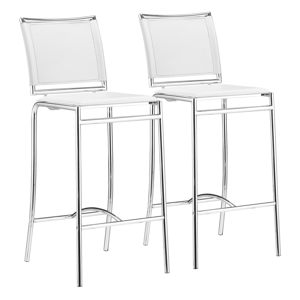 ZUO MODERN 300151  Soar Bar Chairs, White, Set Of 2 Chairs