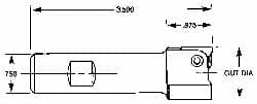 Lindsay Cutting Tools LD-75 3/4" Cut Diam, 0.43" Max Depth, 3/4" Shank Diam, Straight Shank, 3-1/2" OAL Indexable Square-Shoulder End Mill