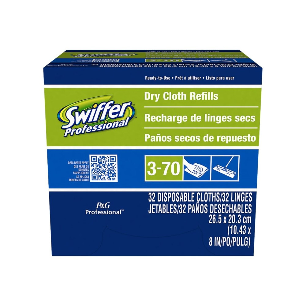 THE PROCTER & GAMBLE COMPANY Swiffer 33407CT  Sweeper Dry Cloth Refills, 10-5/8in x 8in, White, 32 Cloths Per Box, Carton Of 6 Boxes