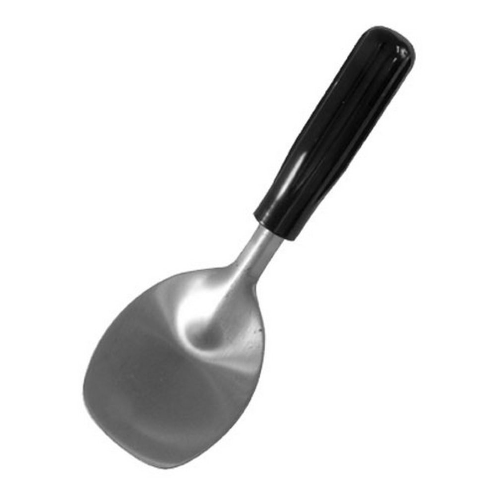 Designed to help you reach every last bit of ice cream in a container, this ice cream spade helps you serve guests all of your delicious flavors. The spade is made of metal with a plastic handle.  Plastic handle is designed to prevent the cold from getting to your hand.  Metal construction can handle everyday use.