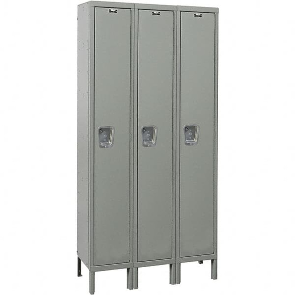 Hallowell UY3228-1A-HG 3-Wide Locker: 12" Wide, 78" High, Padlock