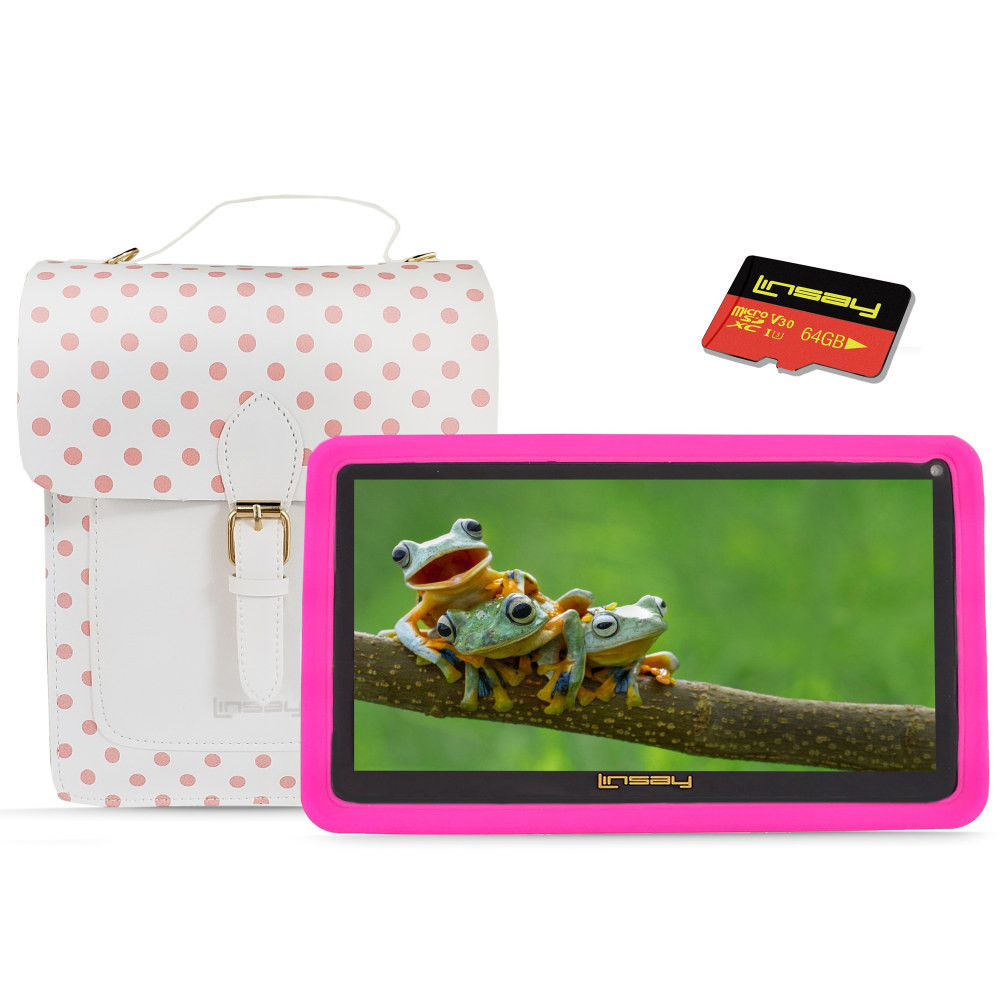 LINSAY F7UHDKIDSPIBSDOD  7in Tablet, 2GB Memory, 32GB Storage, Android 12, Kids Pink