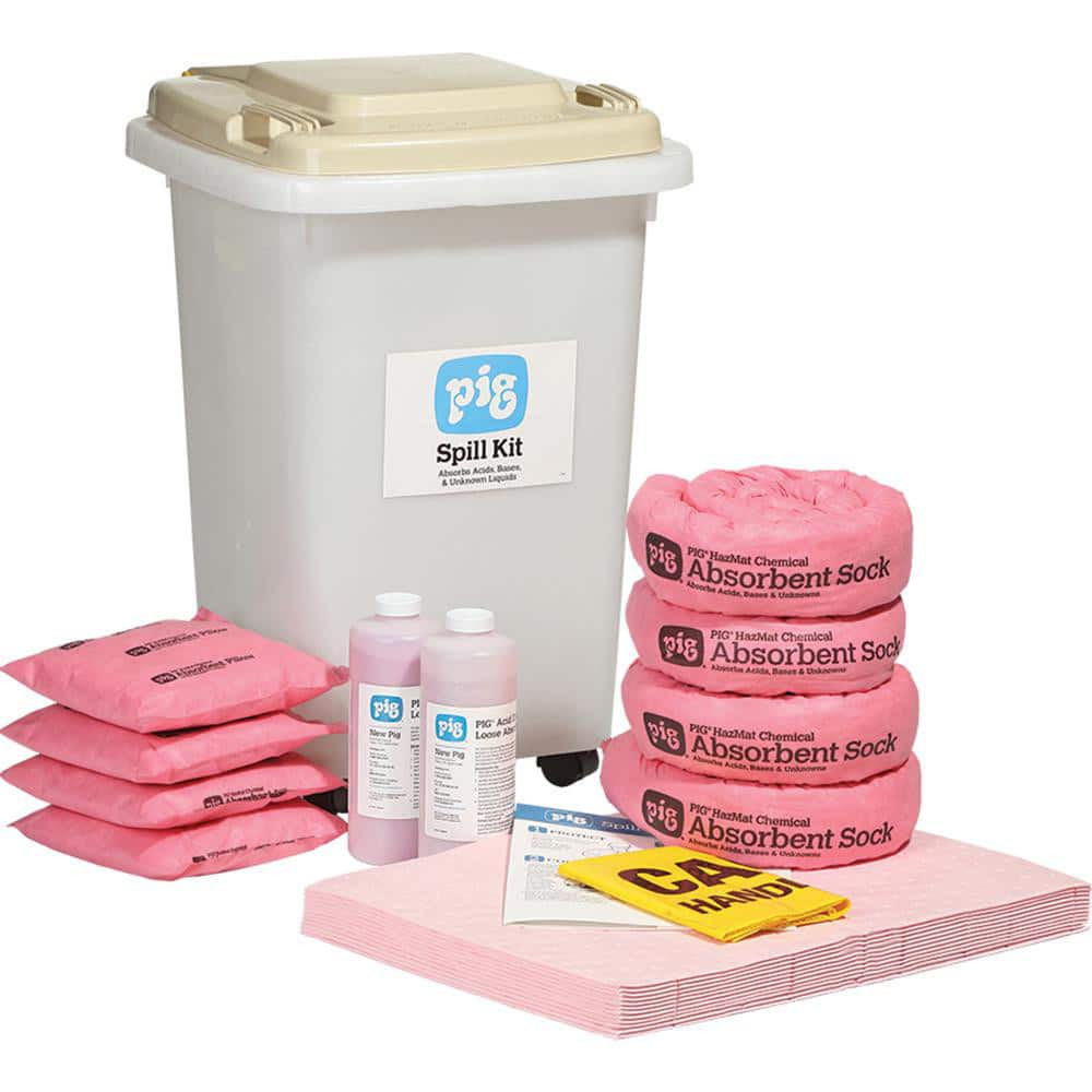 New Pig KIT395 Spill Kits; Kit Type: Chemical & Hazardous Material Spill Kit; Container Type: Can; Absorption Capacity: 8 gal; Color: Clear; Portable: Yes; Capacity per Kit (Gal.): 8 gal