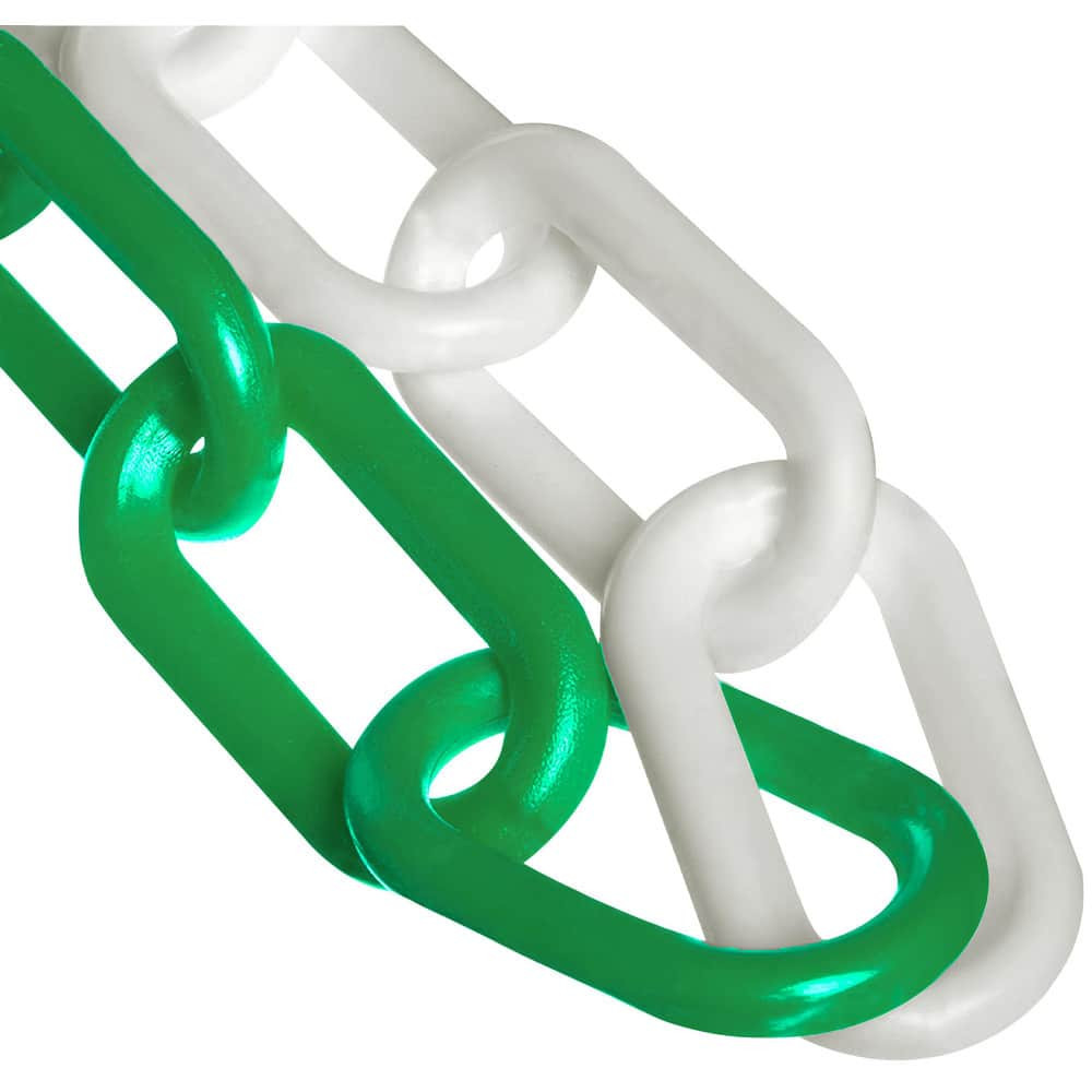 Mr. Chain 50033-100 Barrier Rope & Chain; Material: Plastic; Polyethylene ; Material: HDPE ; Type: Safety Chain ; Snap End Material: Plastic; Polyethylene ; Hook Fitting Material: Plastic ; Color: Green/White