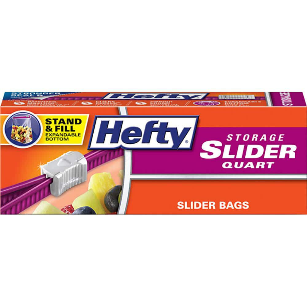 Hefty RFPR83812 Storage Bag: 2-1/2 gal, Slide-Seal Closure, Clear, Plastic