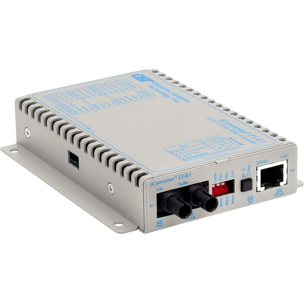 OMNITRON SYSTEMS TECHNOLOGY, INC. Omnitron 8701-1-DW  iConverter T1/E1 Fiber Media Converter RJ48 ST Single-Mode 30km Wide Temp - 1 x T1/E1; 1 x ST Single-Mode; Wall-Mount Standalone; US AC Powered; Lifetime Warranty