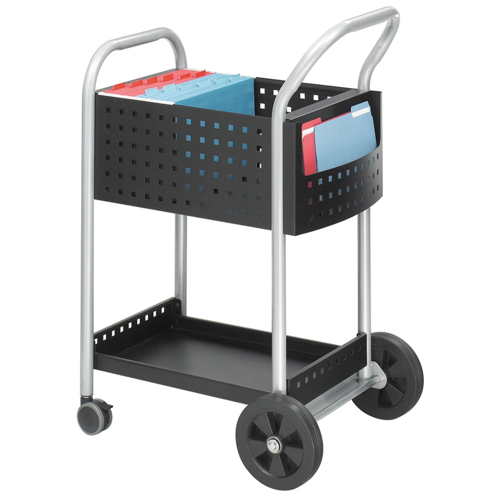 SAFCO PRODUCTS CO 5238BL Safco Scoot Mail Cart, 40 1/2inH x 22inW x 27inD, Silver/Black