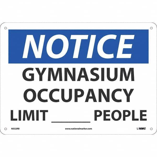 AccuformNMC Sign: Rectangle, "Notice Gymnasium Occupancy Limit____People" N532RB