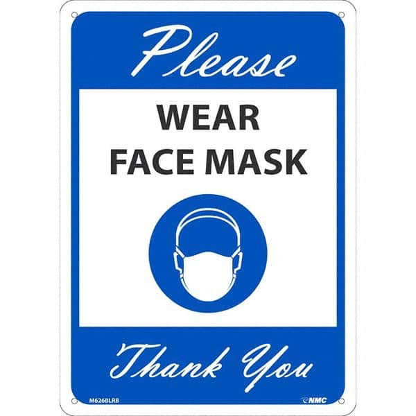 AccuformNMC Warning & Safety Reminder Sign: Rectangle, "PLEASE WEAR FACE MASK THANK YOU" M626BLRB