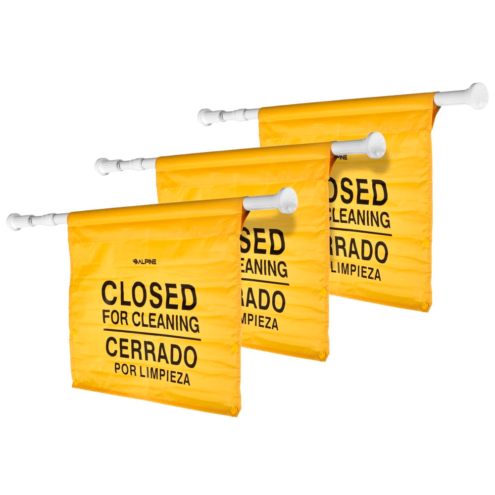 ADIR CORP. ALP498-HAN-3PK Alpine Safety Hanging Signs, Adjustable, 12-1/2in x 30-1/8in, Yellow, Pack Of 3 Signs