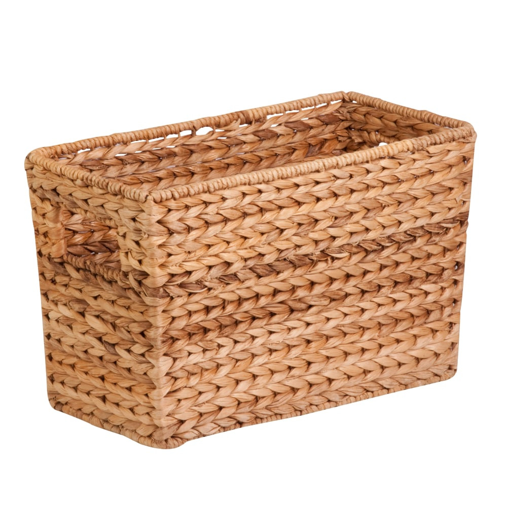 HONEY-CAN-DO INTERNATIONAL, LLC STO-02883 Honey-Can-Do Large Water Hyacinth Magazine Basket, 15 1/2inL x 5 5/16inW x 10inH, Brown/Natural