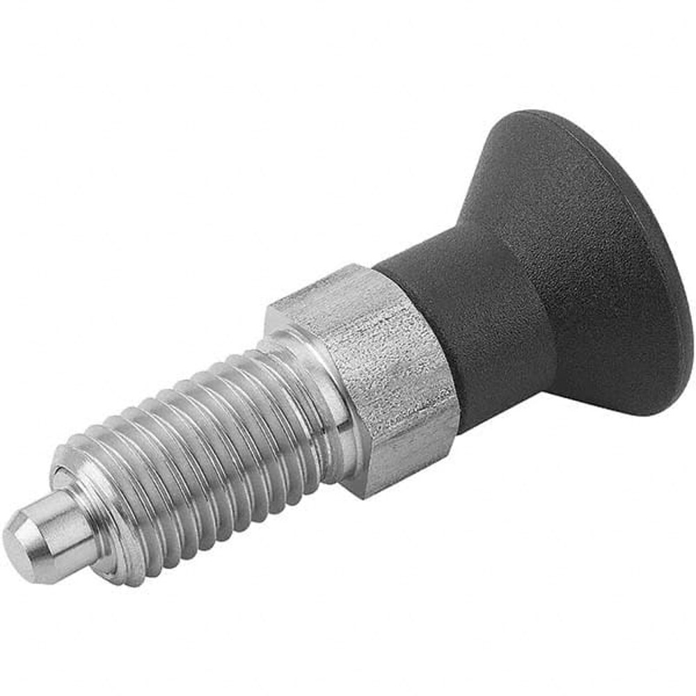 KIPP K0338.01004 M8x1, 13mm Thread Length, 4mm Plunger Diam, Hardened Locking Pin Knob Handle Indexing Plunger