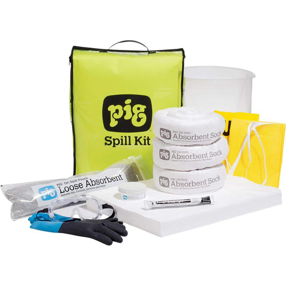 New Pig KIT633 Spill Kits; Kit Type: Oil Based Liquids Spill Kit; Container Type: Bag; Absorption Capacity: 6.5 gal; Color: Clear; Portable: Yes; Capacity per Kit (Gal.): 6.5 gal