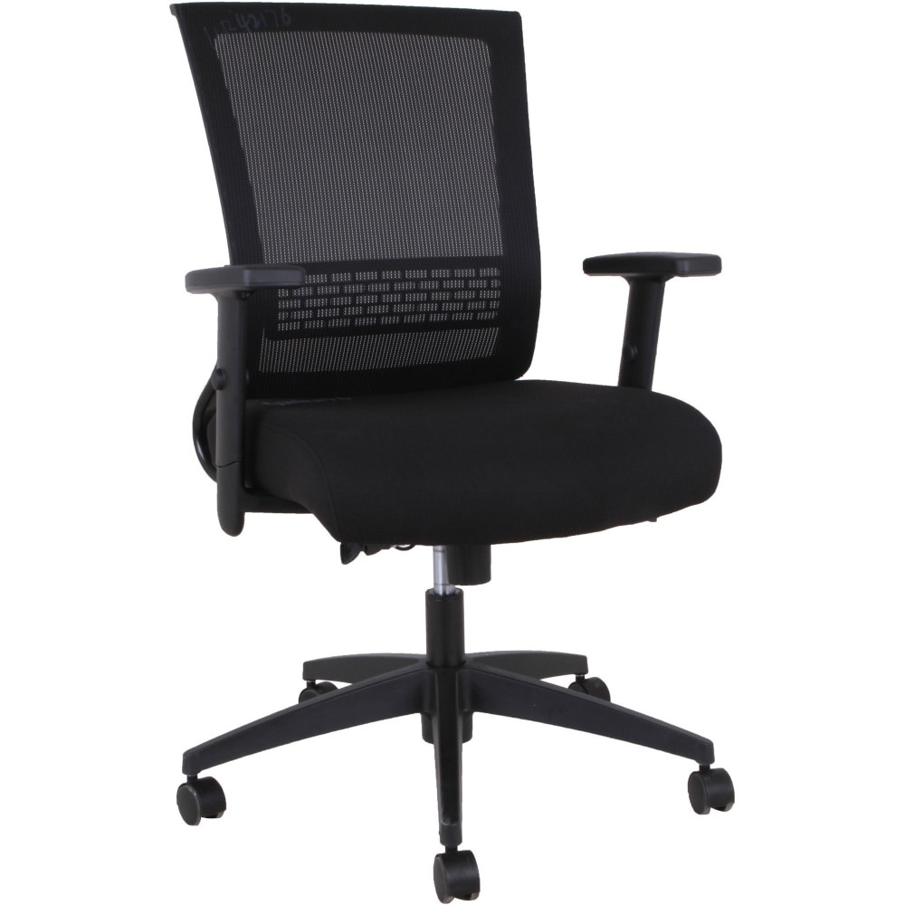 SP RICHARDS 42176 Lorell Mid-back Mesh Chair - Black Seat Color - Black Back Color - Mesh Back Material - Mid Back - 5-star Base - Armrest - 1Each