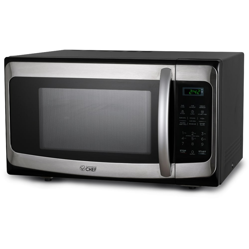 W APPLIANCE COMPANY LLC Commercial Chef CHM11MS  1.1 Cu. Ft. 1000W Countertop Microwave Oven, Silver/Black