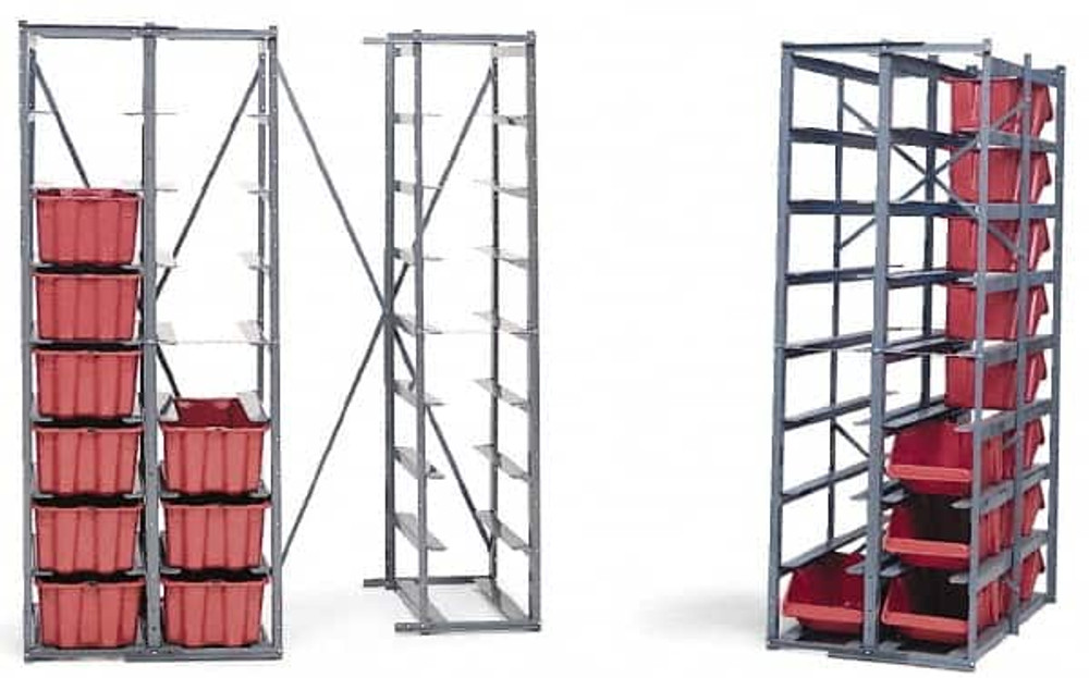 LEWISBins+ HR2311 SH2411-8 Pick Rack: Double-Sided Starter Rack with Hopper-Front Containers, 75 lb Capacity, 27" OAD, 30" OAH, 38.4" OAW
