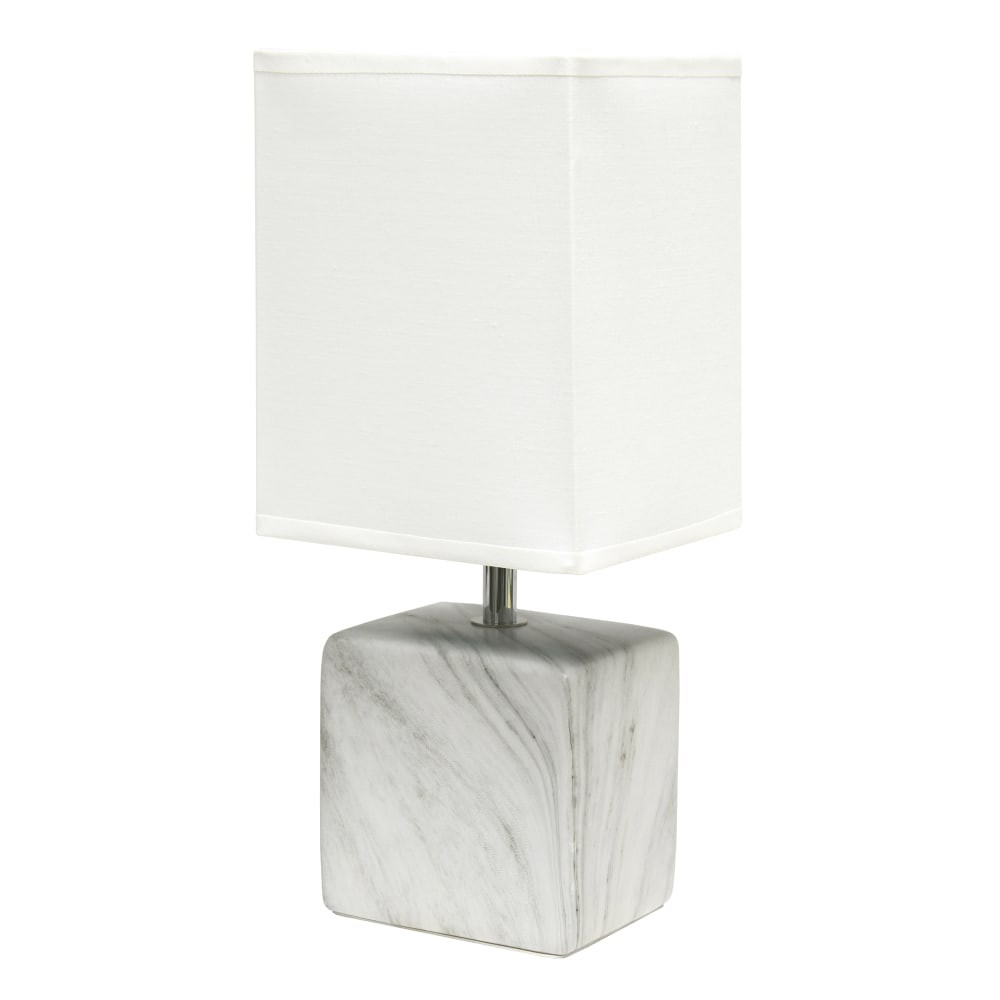 ALL THE RAGES INC Simple Designs LT2071-WOW  Petite Marbled Ceramic Table Lamp, 11-13/16inH, White Base/White Shade
