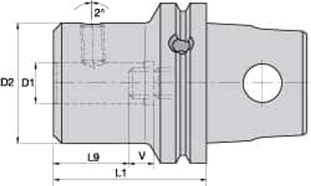 Kennametal 1714887 KM63XMZ Modular Connection, 0.7874" Inside Hole Diam, 3.1496" Projection, Whistle Notch Adapter