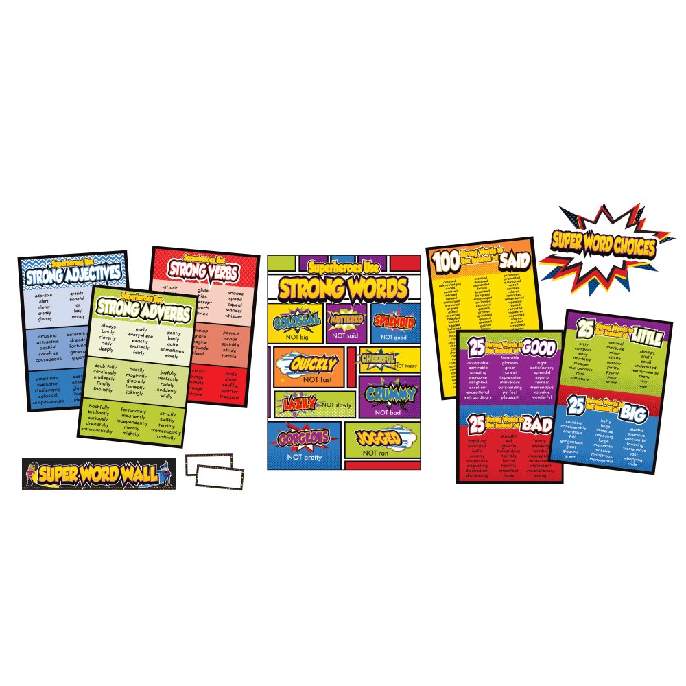 CARSON-DELLOSA PUBLISHING LLC Carson-Dellosa 110311  Super Power Super Word Choices Bulletin Board Set, Multicolor, Grades 2-5