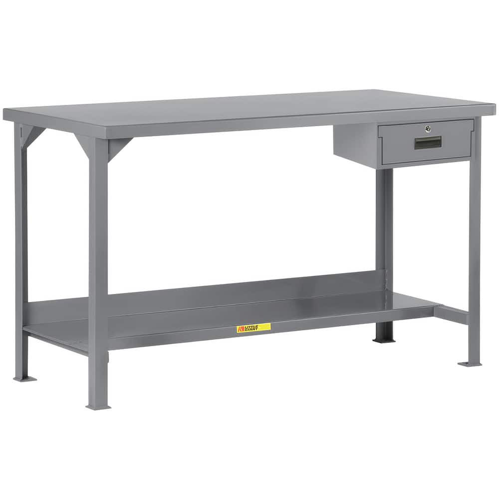 Little Giant. WST2-3684-36-DR Stationary Work Benches, Tables; Bench Style: Welded Work Table ; Edge Type: Square ; Leg Style: 4-Leg; Fixed ; Depth (Inch): 84in ; Color: Gray ; Maximum Height (Inch): 36in