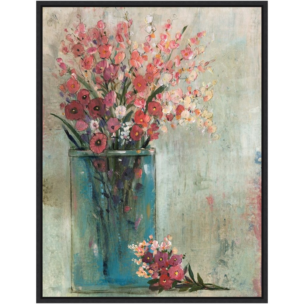 UNIEK INC. A42705375528 Amanti Art Blue Jar II by Tim OToole Framed Canvas Wall Art Print, 24inH x 18inW, Black