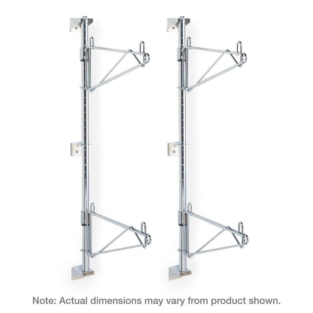 Metro SW41C Open Shelving Accessories & Components; Component Type: Post-Type Wall Mount End Unit Kit ; For Use With: Metro Super Erecta Shelving ; Material: Steel ; Load Capacity: 250 ; Color: Silver ; Finish: Chrome